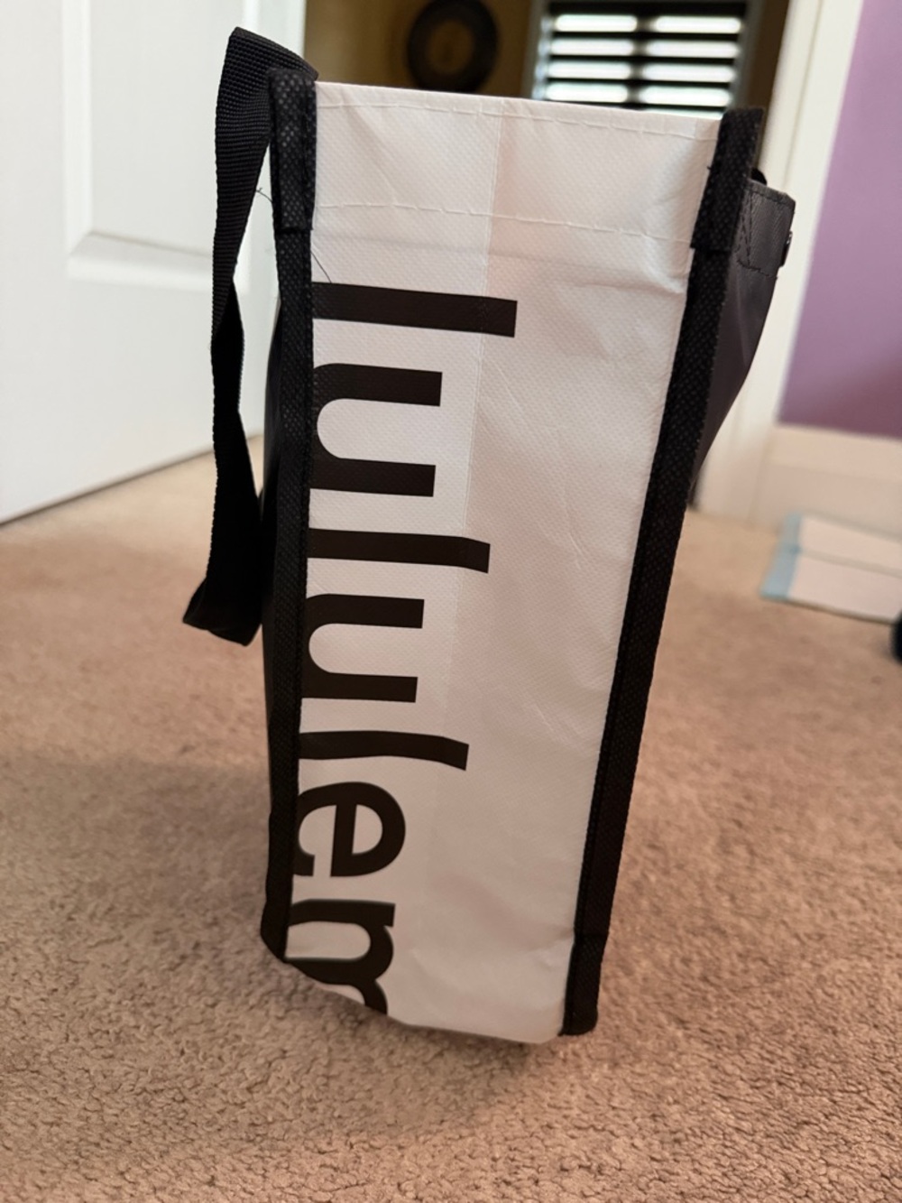 FREE WITH PURCHASE. reusable lululemon athletica Black Logo Tote Bag